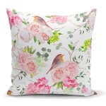 - K2512 - Realhomes Renkli Kuş Motifli Baskılı Dijital Baskılı Yastık Kırlent Kılıfı Realhomes