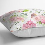 - K2512-3 - Realhomes Renkli Kuş Motifli Baskılı Dijital Baskılı Yastık Kırlent Kılıfı Realhomes