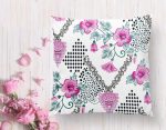- K2514-1 - Realhomes Kare Puanlı Kalp Kolye Motifli Dekoratif Yastık Kırlent Kılıfı Realhomes