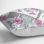 - K2514-3 - Realhomes Kare Puanlı Kalp Kolye Motifli Dekoratif Yastık Kırlent Kılıfı Realhomes