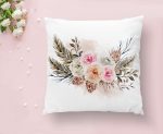 - K2515-1 - Realhomes  Dal ve Çiçek Motifli Dijital Baskılı Yastık Kırlent Kılıfı Realhomes