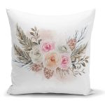 - K2515 - Realhomes  Dal ve Çiçek Motifli Dijital Baskılı Yastık Kırlent Kılıfı Realhomes