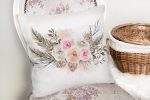 - K2515-2 - Realhomes  Dal ve Çiçek Motifli Dijital Baskılı Yastık Kırlent Kılıfı Realhomes
