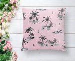 - K2518-1 - Realhomes Pudra Renk Temalı Palmiye Adası Dijital Baskılı Yastık Kırlent Kılıfı Realhomes