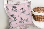 - K2518-2 - Realhomes Pudra Renk Temalı Palmiye Adası Dijital Baskılı Yastık Kırlent Kılıfı Realhomes