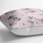 - K2518-3 - Realhomes Pudra Renk Temalı Palmiye Adası Dijital Baskılı Yastık Kırlent Kılıfı Realhomes