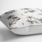 - K2519-3 - Realhomes Beyaz Temalı Palmiye Adası Dijital Baskılı Yastık Kırlent Kılıfı Realhomes