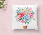 - K2520-1 - Realhomes  Kurdele Motifli Karma Çiçek Baskılı Dijital Baskılı Yastık Kırlent Kılıfı Realhomes