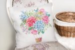 - K2520-2 - Realhomes  Kurdele Motifli Karma Çiçek Baskılı Dijital Baskılı Yastık Kırlent Kılıfı Realhomes