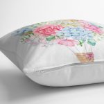 - K2520-3 - Realhomes  Kurdele Motifli Karma Çiçek Baskılı Dijital Baskılı Yastık Kırlent Kılıfı Realhomes