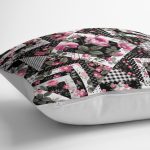 Siyah Beyaz Puanlı Çiçek Çizimli Modern Yastık Kırlent Kılıfı Realhomes