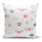 - K2526 - Realhomes Kanatlı Kalp Desenli Love Motifli Yastık Kılıfı Realhomes