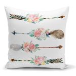 - K2527 - Realhomes Çiçekli Mızrak Motifli Dijital Baskılı Yastık Kırlent Kılıfı Realhomes