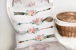 - K2527-2 - Realhomes Çiçekli Mızrak Motifli Dijital Baskılı Yastık Kırlent Kılıfı Realhomes