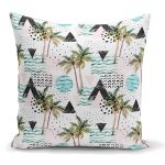 - K2529 - Realhomes Üçgen Şekilli Palmiye Motifli Dijital Baskılı Kırlent Kılıfı Realhomes