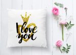 - K2530-1 - Realhomes  I Love You Motifli Dijital Baskılı Yastık Kırlent Kılıfı Realhomes