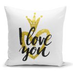 - K2530 - Realhomes  I Love You Motifli Dijital Baskılı Yastık Kırlent Kılıfı Realhomes