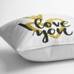 - K2530-3 - Realhomes  I Love You Motifli Dijital Baskılı Yastık Kırlent Kılıfı Realhomes