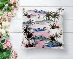 - K2535-1 - Realhomes Palmiye Motifli Ada Desenli Dijital Baskılı Yastık Kırlent Kılıfı Realhomes