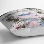 - K2535-3 - Realhomes Palmiye Motifli Ada Desenli Dijital Baskılı Yastık Kırlent Kılıfı Realhomes