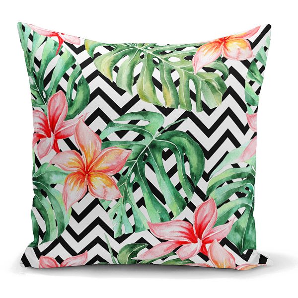 - K2539 - Realhomes  Zigzag Zebra Desenli Dijital Baskılı Yastık Kırlent Kılıfı Realhomes