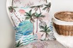 - K2542-2 - Realhomes Palmiye Desenli Gezegen Baskılı Dijital Baskılı Yastık Kırlent Kılıfı Realhomes