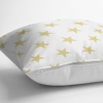 Hardal Renk Yıldız Dijital Baskılı Yastık Kırlent Kılıfı Realhomes