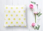 - K2548-1 - Realhomes Sarı Yıldız Dekoratif Yastık Kırlent Kılıfı Realhomes