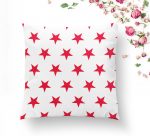 - K2551-1 - Realhomes Kırmızı Yıldız Motifli Modern Dijital Baskılı Yastık Kılıfı Realhomes