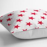- K2551-3 - Realhomes Kırmızı Yıldız Motifli Modern Dijital Baskılı Yastık Kılıfı Realhomes