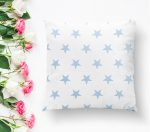 - K2552-1 - Realhomes Açık Mavi Yıldız Baskılı Dekoratif Yastık Kırlent Kılıfı Realhomes