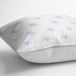 - K2552-3 - Realhomes Açık Mavi Yıldız Baskılı Dekoratif Yastık Kırlent Kılıfı Realhomes