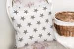 - K2553-2 - Realhomes Gri Yıldız Şekilli Dekoratif Yastık Kılıfı Realhomes