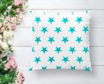 - K2554-1 - Realhomes Turkuaz Yıldız Motifli Modern Baskılı Yastık Kılıfı Realhomes