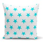 - K2554 - Realhomes Turkuaz Yıldız Motifli Modern Baskılı Yastık Kılıfı Realhomes