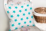 - K2554-2 - Realhomes Turkuaz Yıldız Motifli Modern Baskılı Yastık Kılıfı Realhomes