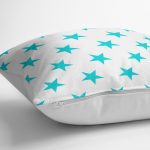 - K2554-3 - Realhomes Turkuaz Yıldız Motifli Modern Baskılı Yastık Kılıfı Realhomes