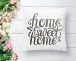 - K2557-1 - Realhomes  Gri Home Sweet Home Modern Baskılı Yastık Kırlent Kılıfı Realhomes