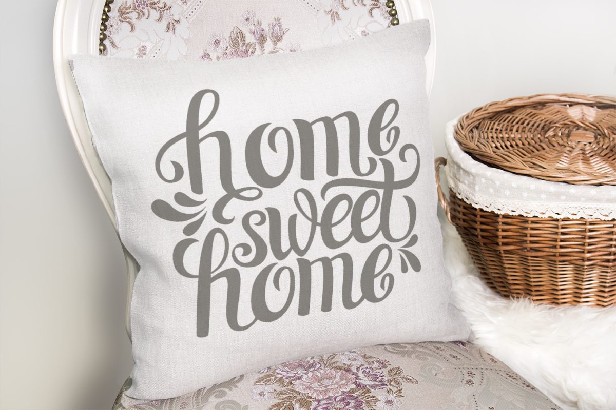 Gri Home Sweet Home Modern Baskılı Yastık Kırlent Kılıfı Realhomes