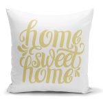 - K2558 - Realhomes Hardal Renk Home Sweet Home Dijital Baskılı Yastık Kırlent Kılıfı Realhomes