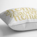 - K2558-3 - Realhomes Hardal Renk Home Sweet Home Dijital Baskılı Yastık Kırlent Kılıfı Realhomes