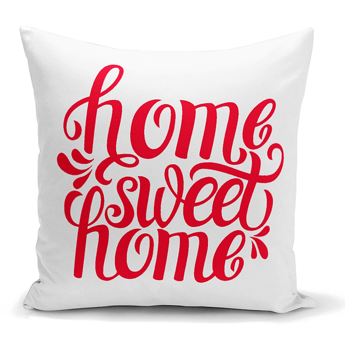 Kırmızı Home Sweet Home Dijital Modern Yastık Kırlent Kılıfı Realhomes