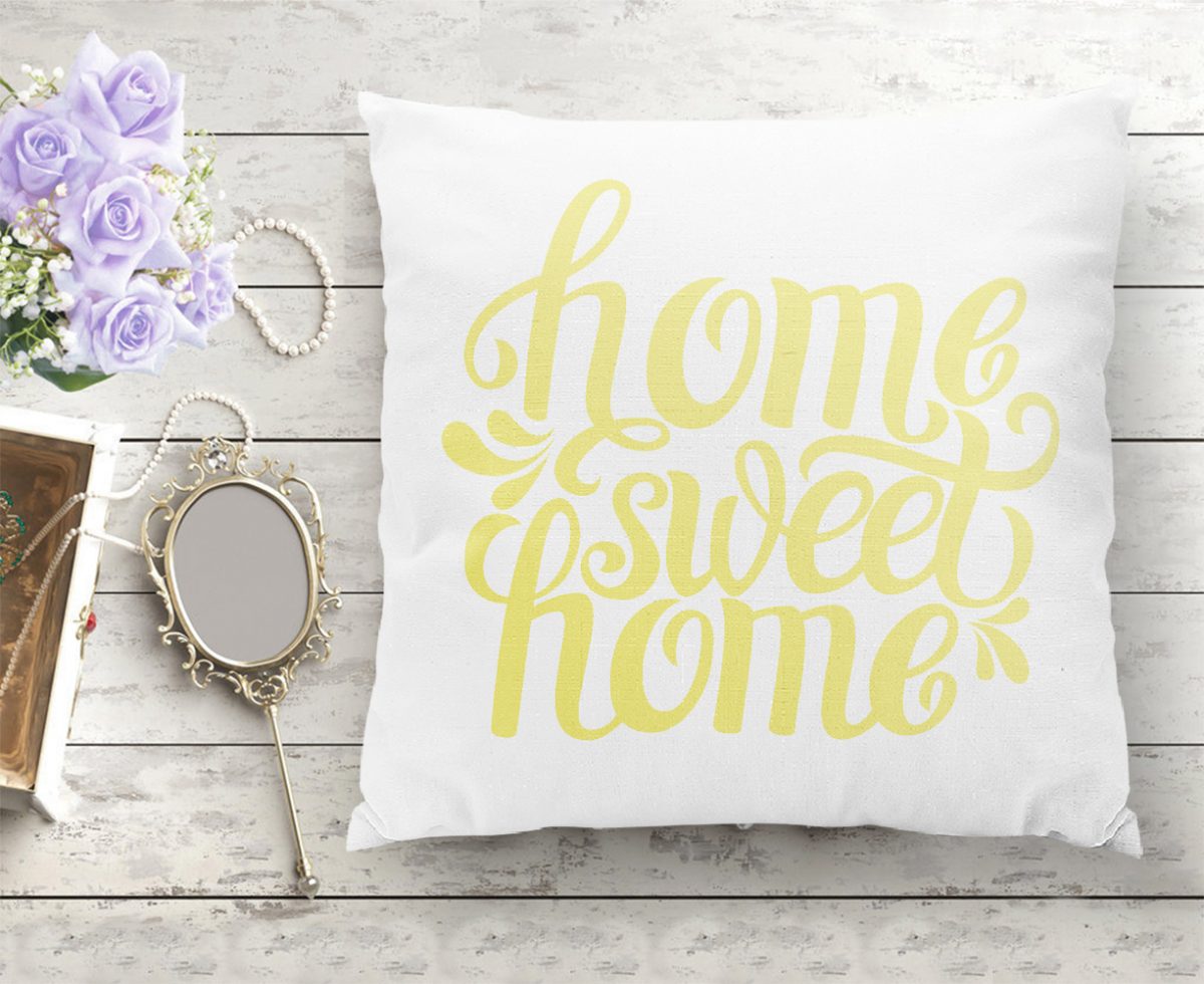 Sarı Home Sweet Home Dekoratif Yastık Kırlent Kılıfı Realhomes