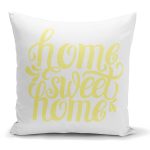 - K2563 - Realhomes Sarı Home Sweet Home Dekoratif Yastık Kırlent Kılıfı Realhomes