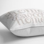 Açık Gri Home Sweet Home Dekoratif Yastık Kırlent Kılıfı Realhomes