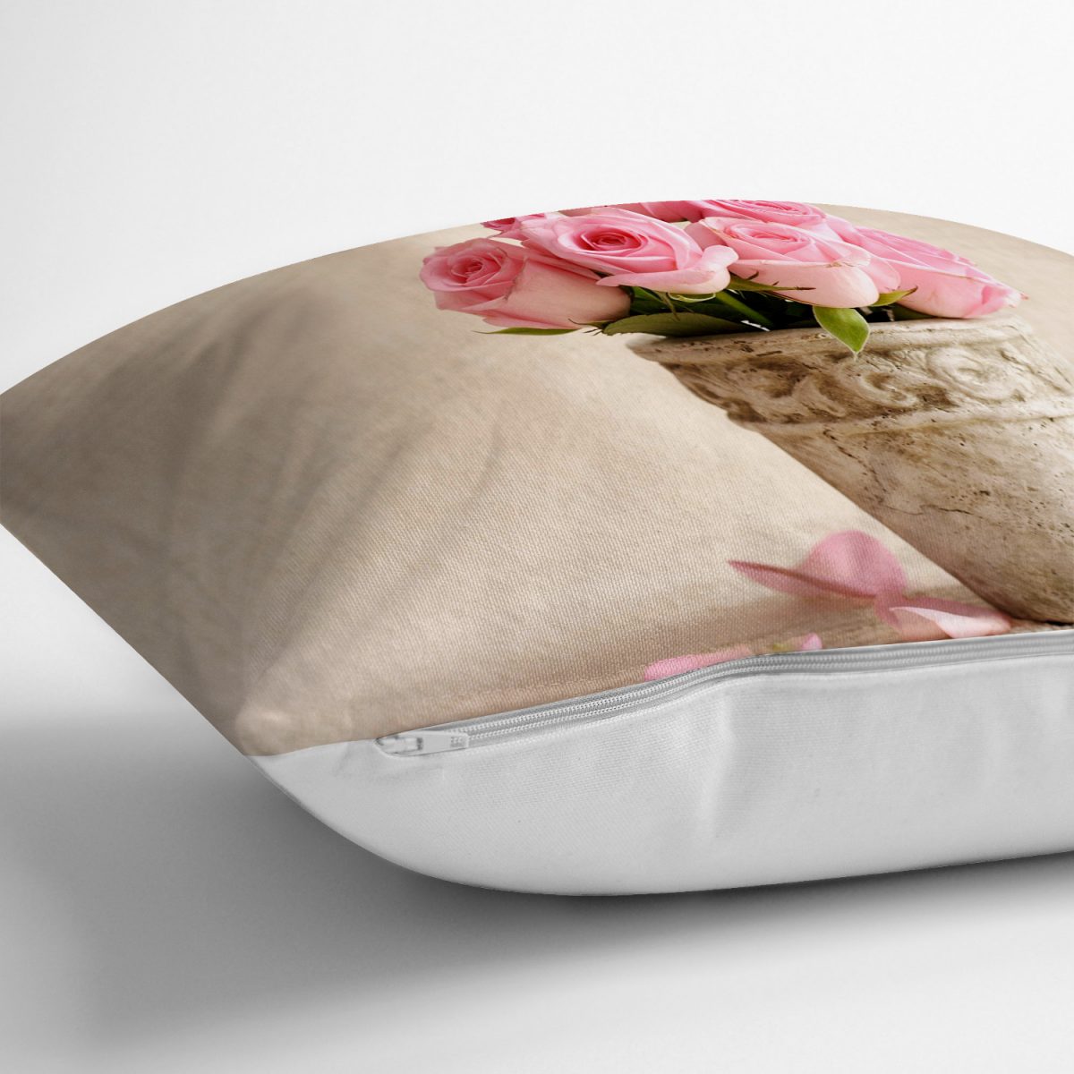 Çiçek Sepeti Desen Dijital Baskılı Yastık Kırlent Kılıfı Realhomes