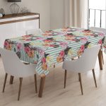 Çiçek Temalı Dijital Baskılı 3D Masa Örtüsü Realhomes
