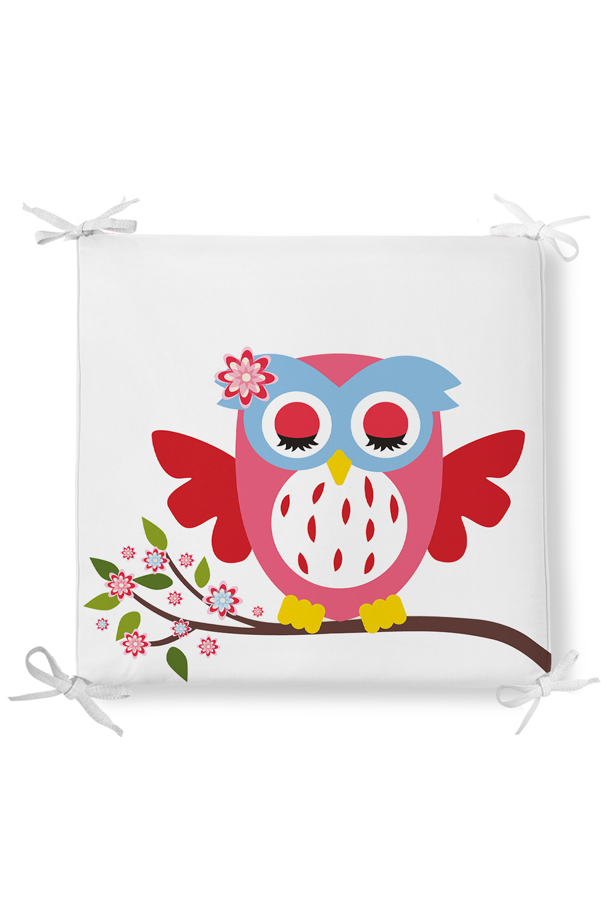 Baykus Desenli Dekorati Kare Sandalye Minderi Realhomes