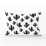 - dikdortgen-2028 - Realhomes Siyah Beyaz Kaktüs Desenli Dekoratif Dikdörtgen Yastık Kırlent Kılıfı Realhomes