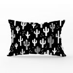 - dikdortgen-2029 - Realhomes Siyah Beyaz Kaktüs Baskılı Dikdörtgen Dekoratif Kırlent Kılıfı Realhomes